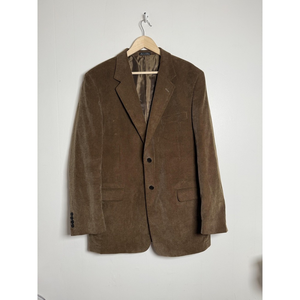 Alan Flusser Blazer Mens 44L Brown Corduroy Sport Coat Jacket Classic Two Button